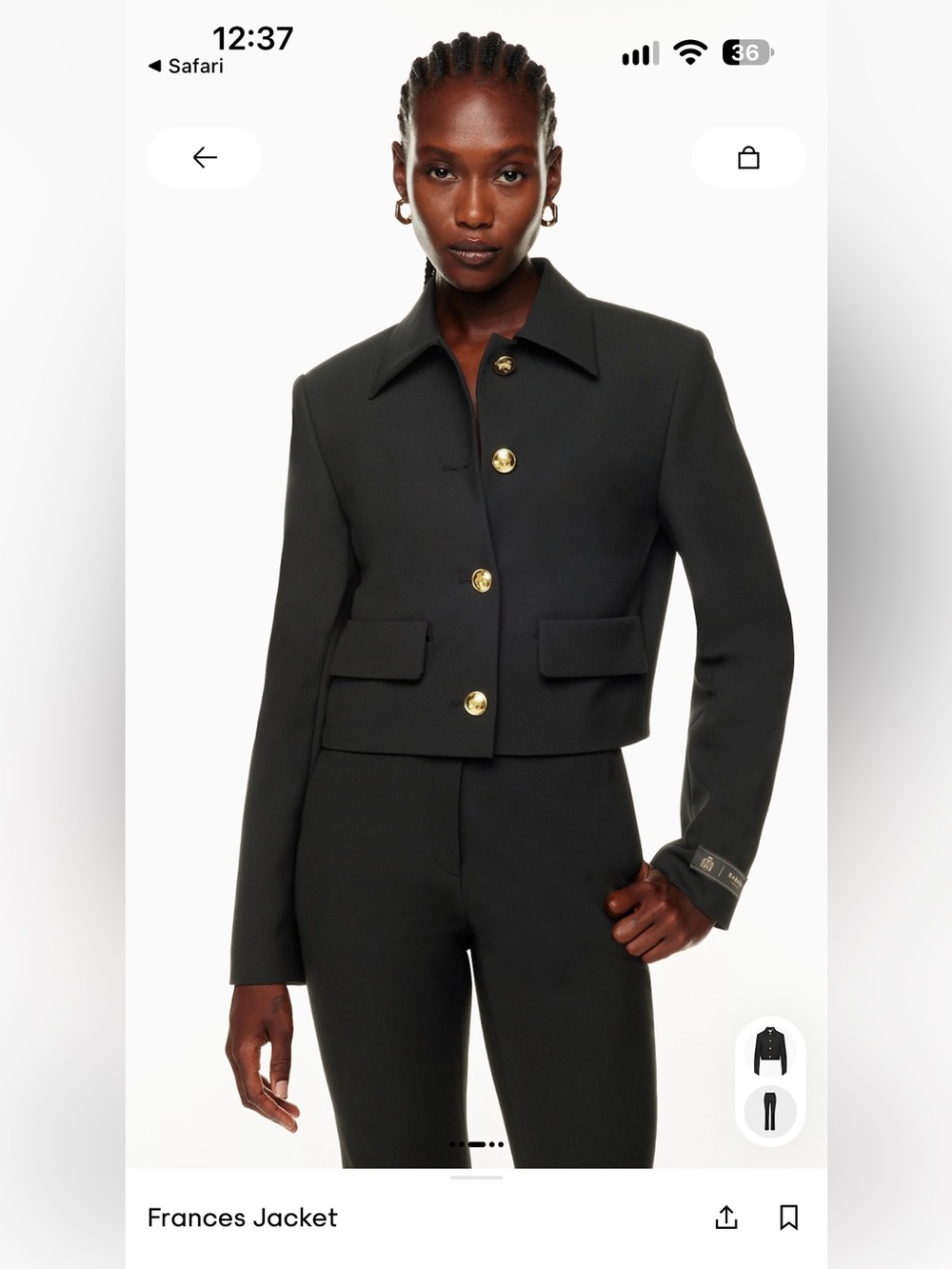 BNWT Frances Jacket - Black Babaton Cropped Jacket, XS